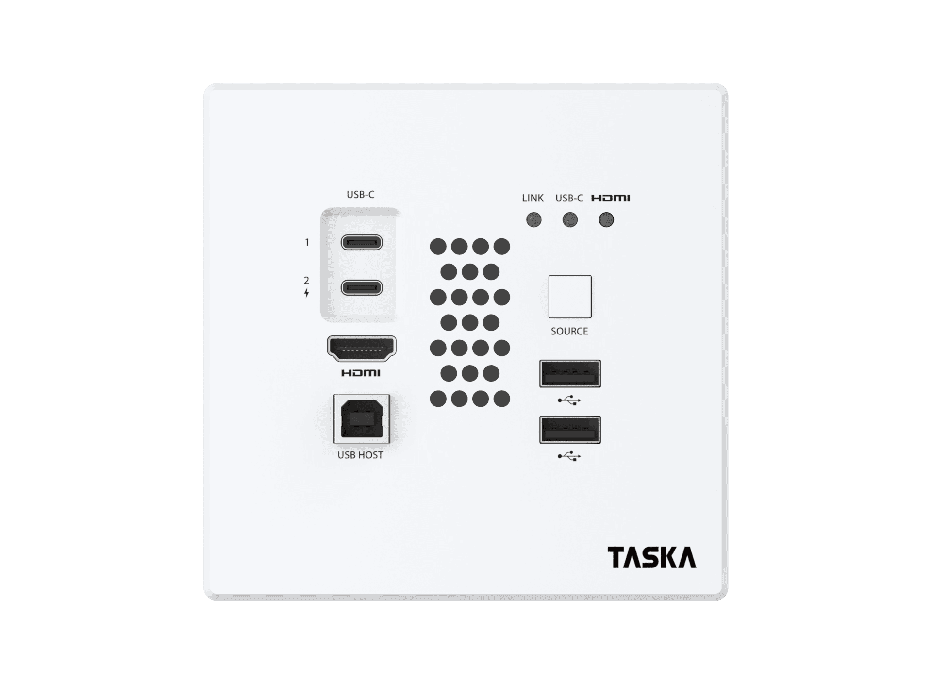 Taska IPE-200U-T-W wallplate encoder, front view supplied by Taska